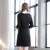 [Aライン] 襟付きツイードビジューボタン長袖Aラインミニドレス [SML | Dazzy | 詳細画像8 