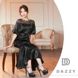 サテンドッキングチュールパフスリーブマーメイド膝丈ドレス | Dazzy | 詳細画像12 