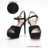 [12cmヒール ]格子柄ビジューチャーム ラメサンダル | Dazzy | 詳細画像2 