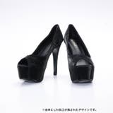 [12cmヒール]ワンカラーレザー調 オープントゥ パンプス | Dazzy | 詳細画像2 