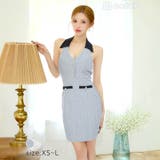 ホルターネックツイードパールボタン襟付きタイト ミニドレス [XS~L | Dazzy | 詳細画像2 