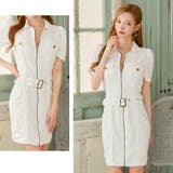 [SML 3サイズ展開] フロントジップワッフルベルトモチーフライン半袖タイトミ… | Dazzy | 詳細画像14 