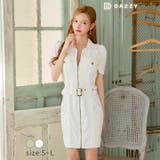 [SML 3サイズ展開] フロントジップワッフルベルトモチーフライン半袖タイトミ… | Dazzy | 詳細画像6 