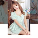 [SML/3サイズ展開] ワッフルフロントギャザーペプラム半袖タイトミニドレス | Dazzy | 詳細画像12 