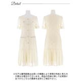 フラワーレースパールビジュープリーツAライン膝丈ドレス | Dazzy | 詳細画像10
