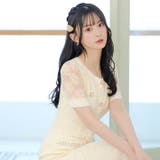 フラワーレースパールビジュープリーツAライン膝丈ドレス | Dazzy | 詳細画像5