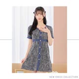 ツイードデニムパールビジューライン半袖Aラインミニドレス | Dazzy | 詳細画像13