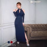 [SML 3サイズ展開] ギャザーホルターネックオープンショルダースリットタイト… | Dazzy | 詳細画像1 