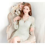 [XS~L 4サイズ展開] シアーフラワーレースVネックロングスリーブタイトミニ… | Dazzy | 詳細画像13 