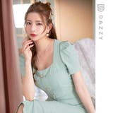 [SML 3サイズ展開] パステルスクエアボタンビジュー半袖マーメイド膝丈セット… | Dazzy | 詳細画像12 