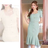 [SML 3サイズ展開] パステルスクエアボタンビジュー半袖マーメイド膝丈セット… | Dazzy | 詳細画像14 
