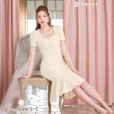 [SML 3サイズ展開] パステルスクエアボタンビジュー半袖マーメイド膝丈セット… | Dazzy | 詳細画像3 