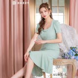 [SML 3サイズ展開] パステルスクエアボタンビジュー半袖マーメイド膝丈セット… | Dazzy | 詳細画像7 