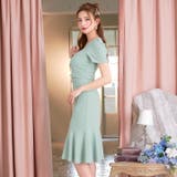 [SML 3サイズ展開] パステルスクエアボタンビジュー半袖マーメイド膝丈セット… | Dazzy | 詳細画像8 