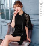 [SML 3サイズ展開] ケープスリーブフロントファスナースリットタイトミニドレ… | Dazzy | 詳細画像12 