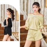 [2way] ショルダースウェットトップス＆ハーフパンツセットアップ[カジュアル… | Dazzy | 詳細画像14 