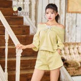 [2way] ショルダースウェットトップス＆ハーフパンツセットアップ[カジュアル… | Dazzy | 詳細画像2 