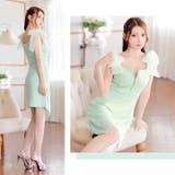 [SML/3サイズ展開] ワッフルチュールリボンラップスリットタイトミニドレス | Dazzy | 詳細画像14 