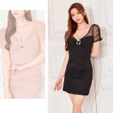 [SML 3サイズ展開] ドットシアーリボン風ビジューバックル半袖タイトミニドレ… | Dazzy | 詳細画像14 