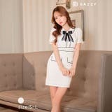 [SML 3サイズ展開] パイピング襟付きレースリボンブローチ半袖タイトミニドレ… | Dazzy | 詳細画像1 