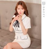 [SML 3サイズ展開] パイピング襟付きレースリボンブローチ半袖タイトミニドレ… | Dazzy | 詳細画像12 