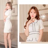 [SML 3サイズ展開] パイピング襟付きレースリボンブローチ半袖タイトミニドレ… | Dazzy | 詳細画像13 