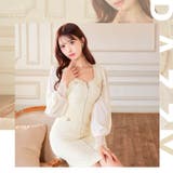 [SML 3サイズ展開] スクエアネックパールボタンフルジップ長袖タイトミニドレ… | Dazzy | 詳細画像13 