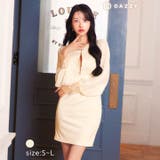 [SML 3サイズ展開] フロントジップチェーンネックシアー長袖タイトミニドレス | Dazzy | 詳細画像2 