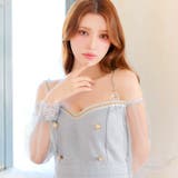 [SML 3サイズ展開] ツイードフリルチェーンオフショルチュール袖マーメイドミ… | Dazzy | 詳細画像3 