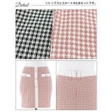 [SML 3サイズ展開] スクエア千鳥格子ラインパールビジュー半袖タイトミニセッ… | Dazzy | 詳細画像12 
