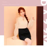[SML/3サイズ展開] ドットシフォンオープンショルダー長袖タイトミニドレス | Dazzy | 詳細画像15 