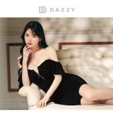 オフショルフリルクリアストラップファスナータイトミニドレス | Dazzy | 詳細画像15 