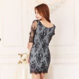 オールフラワーレースギャザー七分袖タイトミニドレス[SML/3サイズ展開] | Dazzy | 詳細画像4 