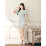 [SML 3サイズ展開] ツイードフロントジップネックビジュー半袖タイトミニドレ… | Dazzy | 詳細画像2 