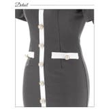 [SML/3サイズ展開] Ｖネックバイカラーボタンビジュー半袖タイトミニドレス | Dazzy | 詳細画像10 