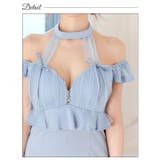 [SML 3サイズ展開] フロントジップチュールホルターネックペプラムタイトミニ… | Dazzy | 詳細画像12 