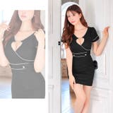 [SML 3サイズ展開] パイピングカシュクールホールビジューチャーム半袖タイト… | Dazzy | 詳細画像14 