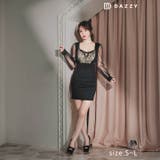 クロスファスナーフラワーレース長袖タイトミニドレス[SML/3サイズ展開] | Dazzy | 詳細画像2 