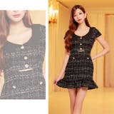 襟付きツイードチェックウエストカット半袖マーメイドミニドレス [XS~L 4サイ… | Dazzy | 詳細画像14 