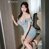 ファスナークロスネックフリルオフショルタイトミニドレス[SML/3サイズ展開] | Dazzy | 詳細画像5 