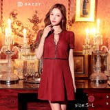 [Aライン] フロントジップ刺繍ビジューホール半袖Aラインミニドレス [SML | Dazzy | 詳細画像4 