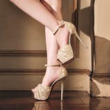 [14cmヒール] ラメフラワーレースリボンストラップサンダル [dazzyオリ… | Dazzy | 詳細画像7 