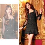 チェックツイードフロントジップ長袖マーメイドミニドレス[SML/3サイズ展開] | Dazzy | 詳細画像14 