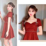 主役級に輝くビジューリボンモチーフ×ラインストーン華奢魅せ半袖Aラインミニ丈キャ… | Dazzy | 詳細画像18 