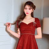 主役級に輝くビジューリボンモチーフ×ラインストーン華奢魅せ半袖Aラインミニ丈キャ… | Dazzy | 詳細画像5 