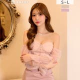 オフショルドットチュール袖スリットタイトミニ丈キャバドレス | Dazzy | 詳細画像3 