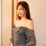 谷間魅せジップに肩紐ビジュー×リボンがPointのオフショル長袖タイトミニ丈キャ… | Dazzy | 詳細画像5