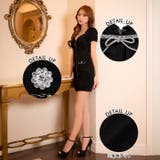 デコルテリボンビジューファスナー半袖タイトミニ丈キャバドレス | Dazzy | 詳細画像6 