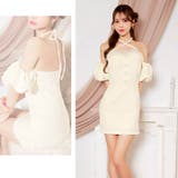 デコルテ魅せクロスに肩見せオフショルでSEXYなファー付パフスリーブタイトミニ丈… | Dazzy | 詳細画像19 