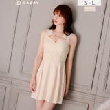 フラワー格子刺繍が清楚感！谷間ビジューホールプリーツAラインミニ丈キャバドレス[… | Dazzy | 詳細画像2 